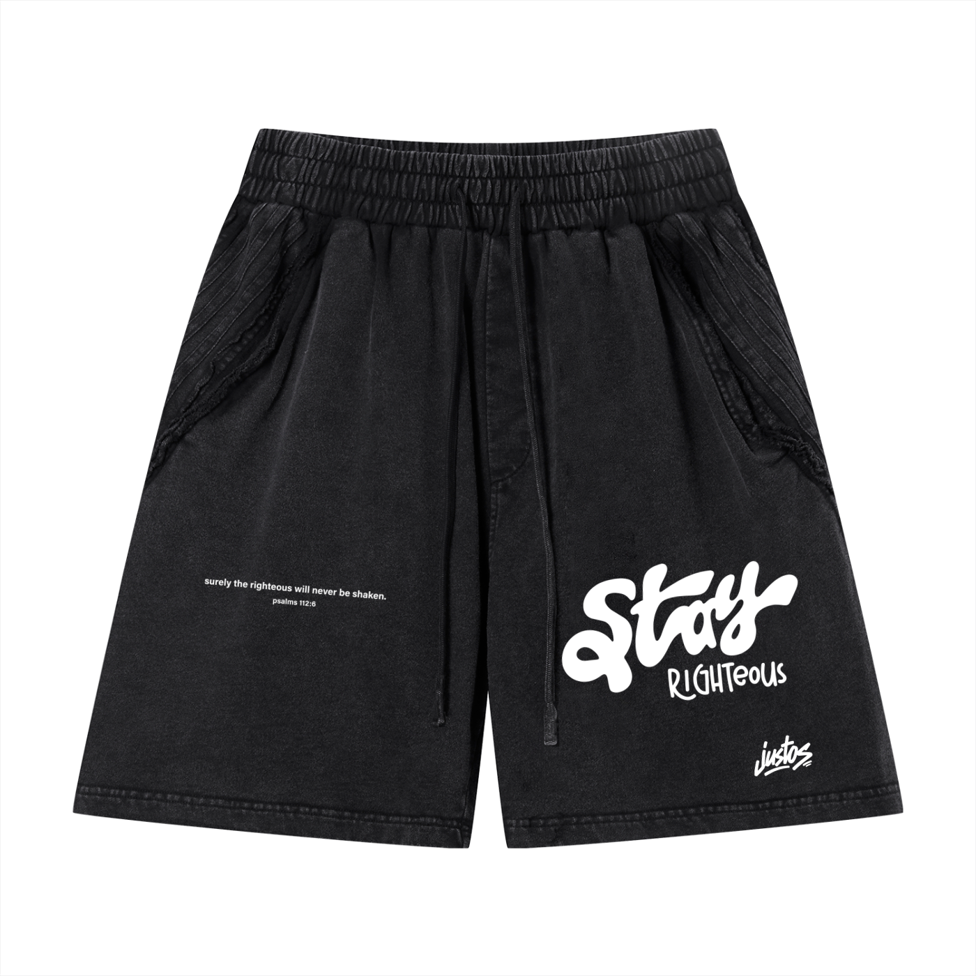 Stay Righteous,Unisex Vintage Wash Raw shorts