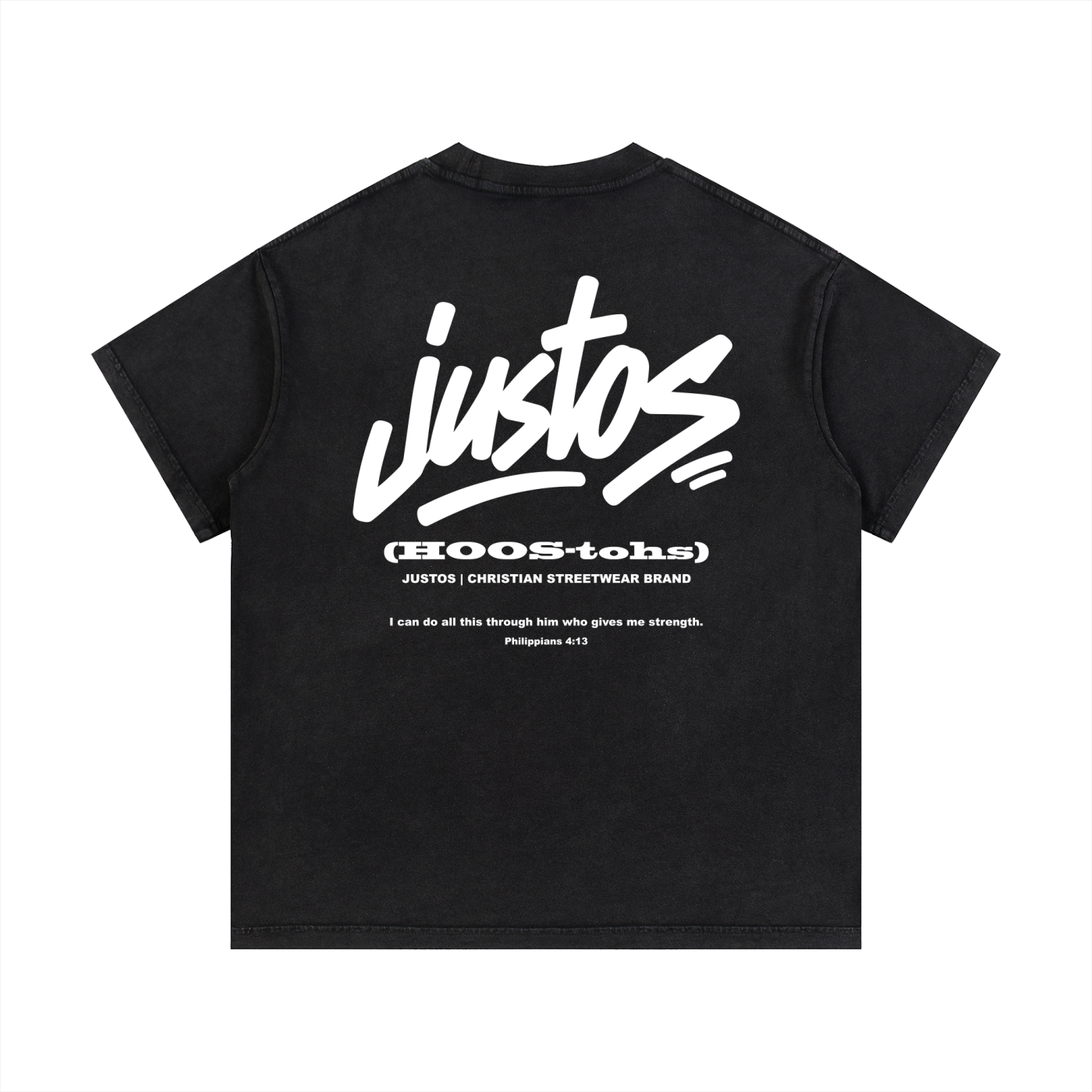 Justos (HOOS-tohs) ,Cotton T-Shirt - Black
