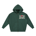 Fleece Boxy Hoodie - Dark Gree,I love Jesus