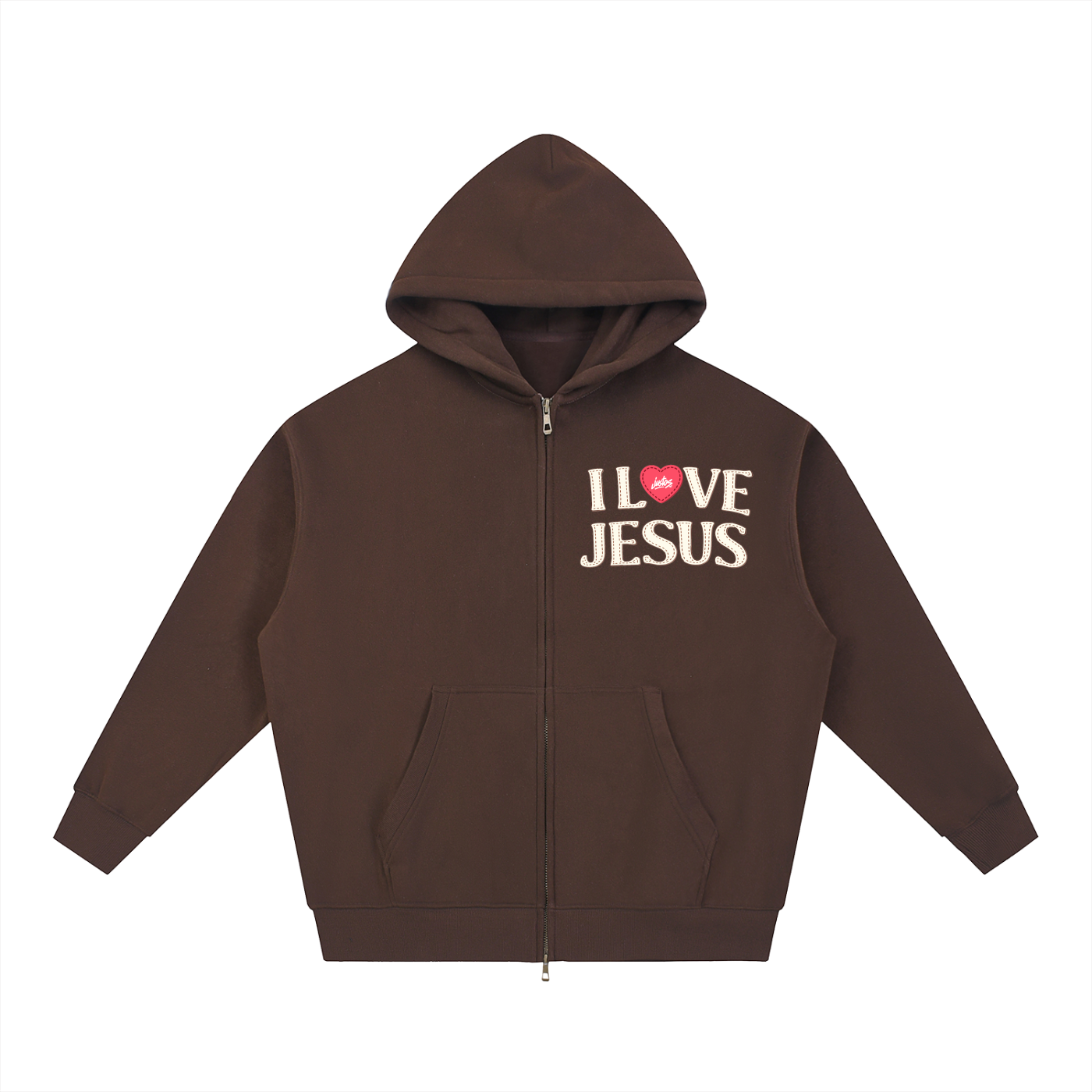 Fleece Boxy Hoodie - Brown,I love Jesus
