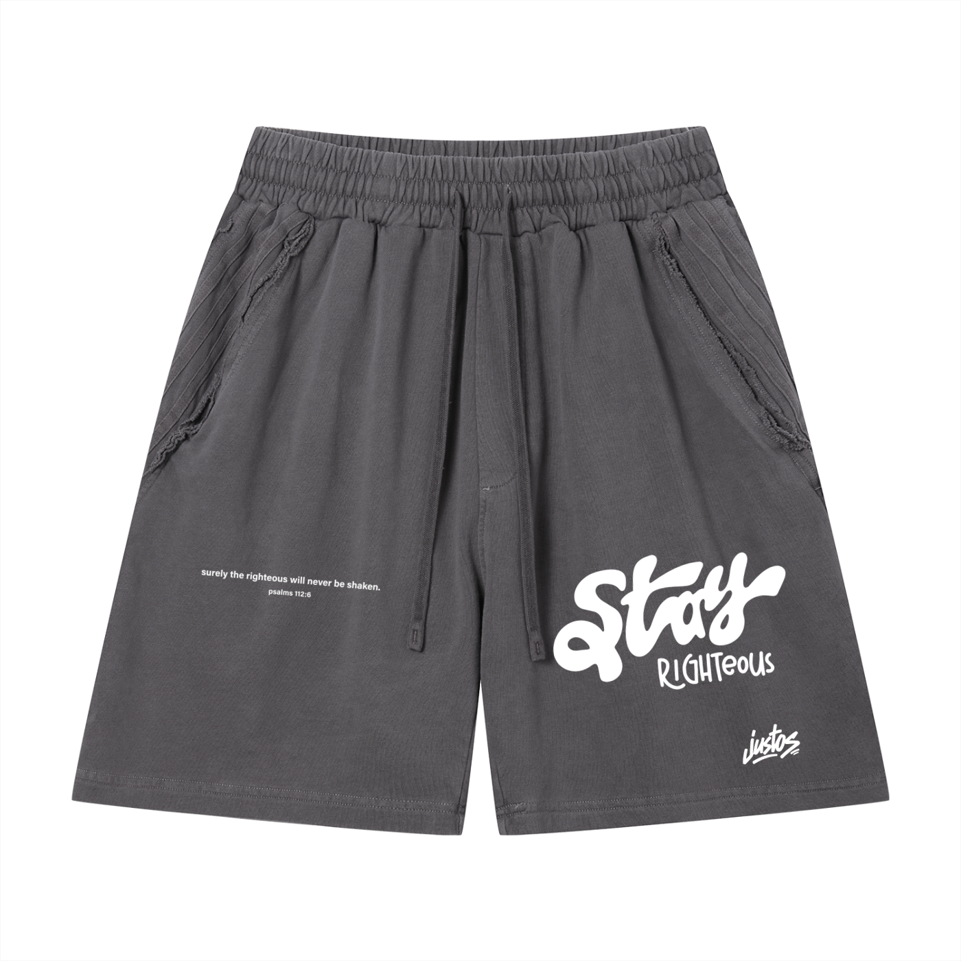 Stay Righteous,Unisex Vintage Wash Raw shorts