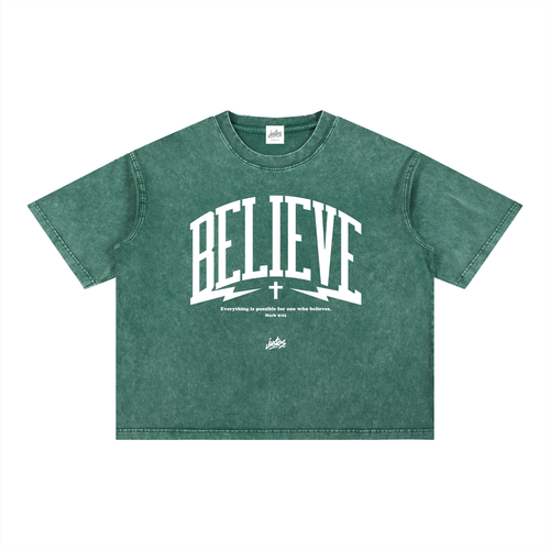 Believe,Mineral Wash Boxy Cotton shirt
