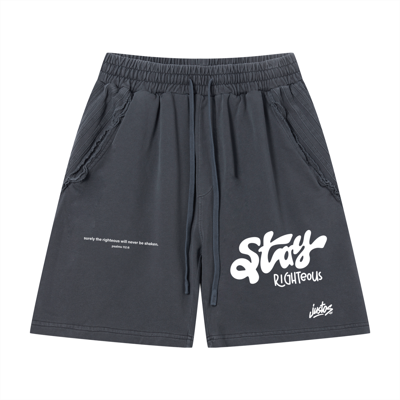 Stay Righteous,Unisex Vintage Wash Raw shorts